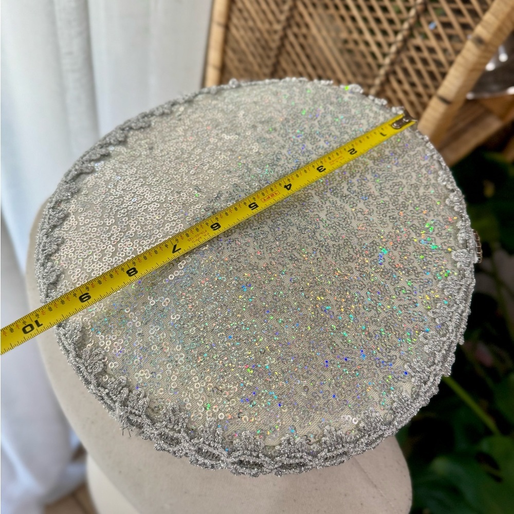 21st birthday festival sequin burning man glamour Silver Embellished‎ hat - Picture 6 of 8